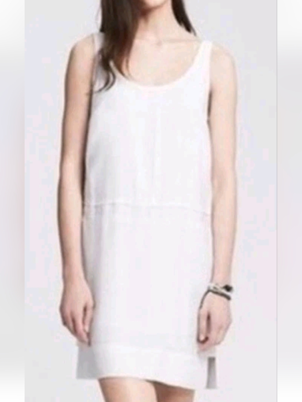 Banana Republic White shift lined dress 2 tank mini Sz 16 minimalist. Modal